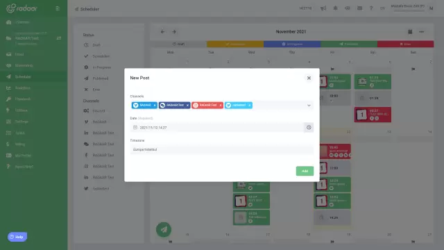 Select a Date and Time you want your content to be posted. No need to select a Timezone because you already specified this when you created your workspace. O...