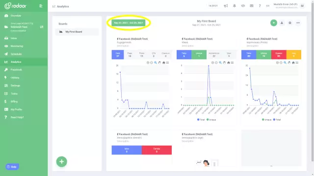 You can repeat the process to add more cards on your boards and to create something as shown in the picture below. Then, if you want to change the date range...